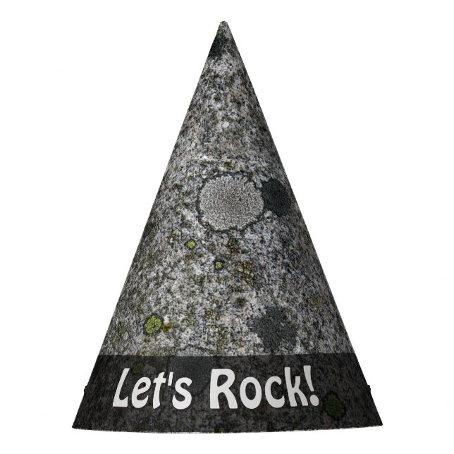 Nature Lets Rock Geology Gray Granite any Text Party Hat (Front)