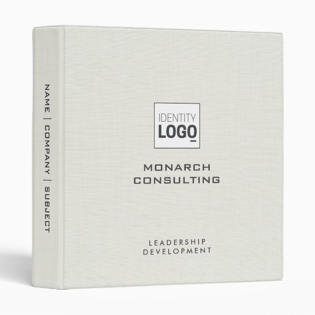 Nature Linen Fabric Texture Simple Custom Logo 3 Ring Binder (Front/Spine)