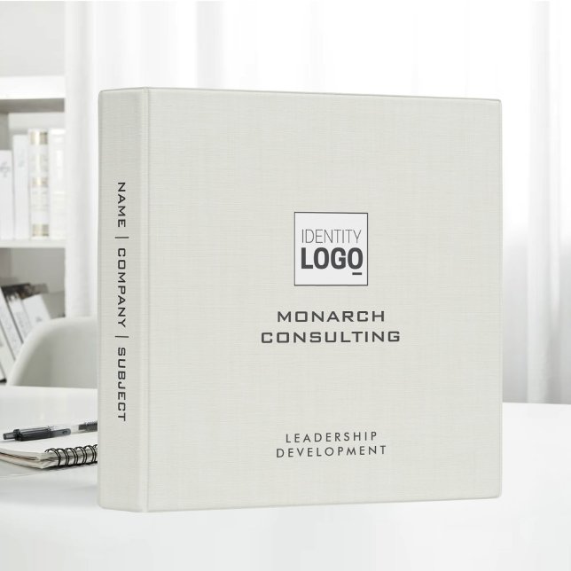 Nature Linen Fabric Texture Simple Custom Logo 3 Ring Binder (Creator Uploaded)