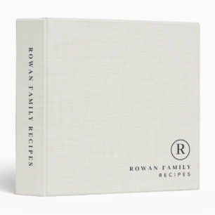 Nature Linen Professional Monogram Initial Recipes 3 Ring Binder