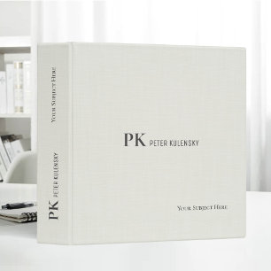 Nature Linen Textile Professional Elegant Monogram 3 Ring Binder