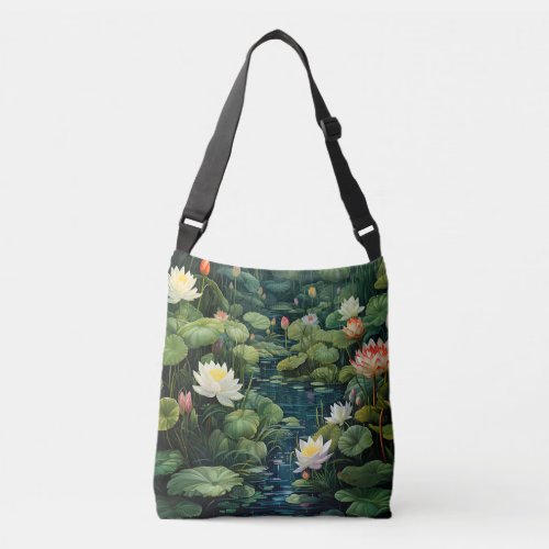 Nature Lotus Water Lily Pond Landscape Crossbody Bag