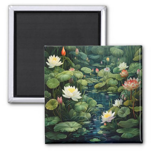 Nature Lotus Water Lily Pond Landscape Magnet