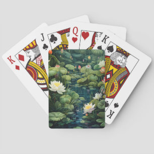 Nature Lotus Water Lily Pond Landscape Poker Cards