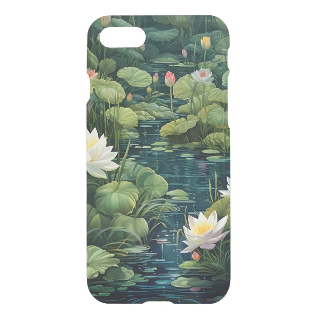Nature Lotus Water Lily Pond Landscape Uncommon iPhone Case (Back)