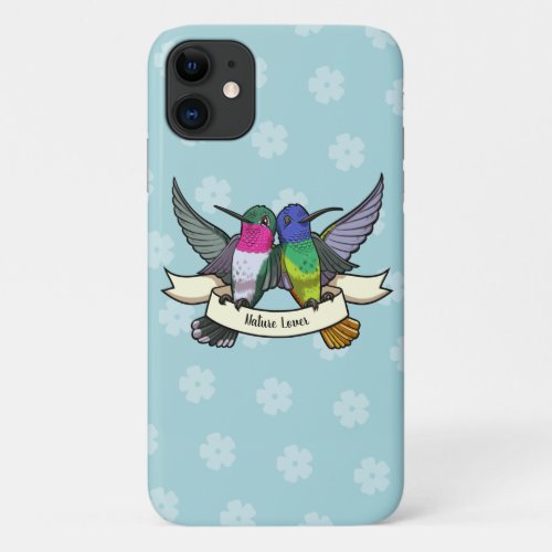 Nature Lover Colorful Hummingbirds Cartoon iPhone 11 Case
