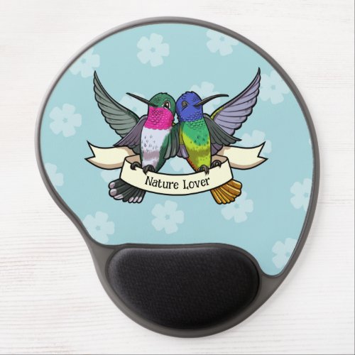 Nature Lover Colorful Hummingbirds Cartoon Gel Mouse Pad