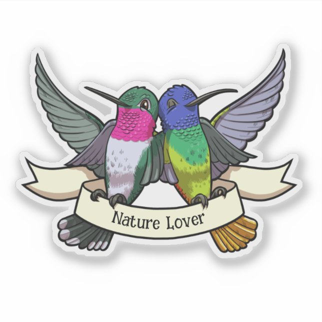 Nature Lover Colorful Hummingbirds Cartoon Sticker (Front)