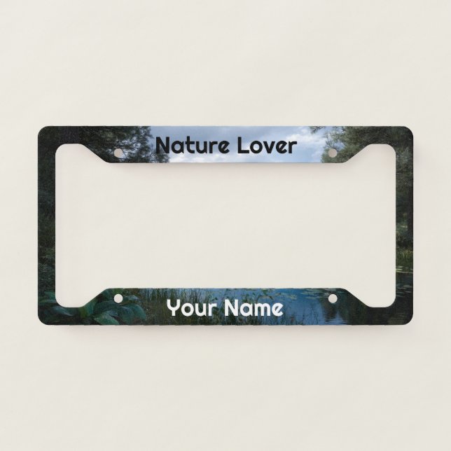 Nature Lover Custom Name Monogram License Plate Frame (Front)