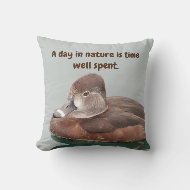 Nature Lover Floating Duck Photo Wildlife Bird Throw Pillow (Front)