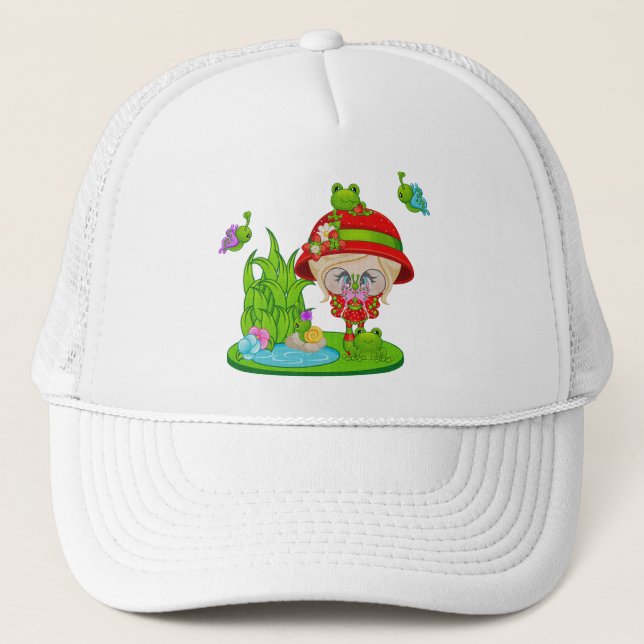 Nature Lover Frog Faery Trucker Hat (Front)