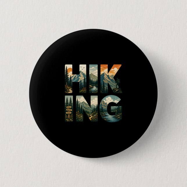 Nature lover hiking design mountain adventure button (Front)
