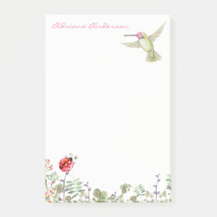 Nature Lover Hummingbird Ladybug Garden Monogram Post-it Notes