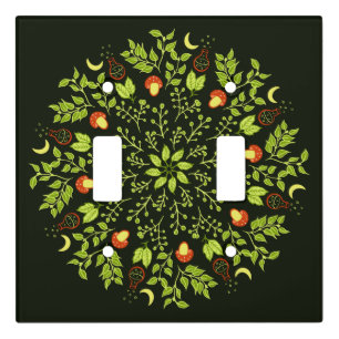 Nature Lover Mandala - Potions, Mushrooms, Leaves Light Switch Cover