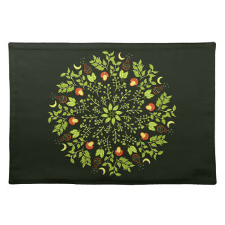 Nature lover potions mushrooms green witch cloth placemat