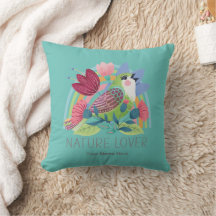 Nature Lover Watercolor Bird Flowers Rainbow Color