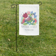 Nature Lover Watercolor Bird Pink Flowers Rainbow