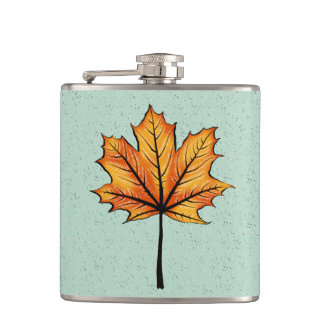 Nature Lover Yellow Leaf Blue Autumn Flask
