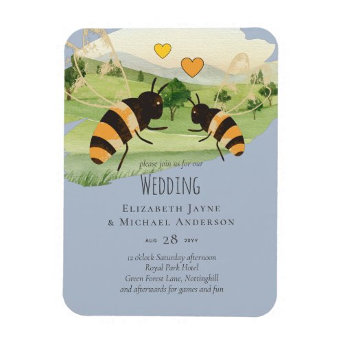 Nature Lovers Countryside Bees Wedding Magnet