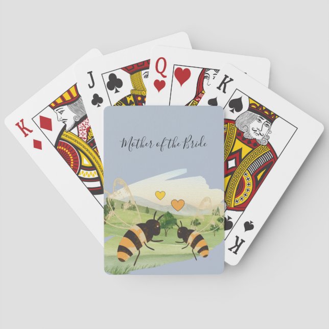 Nature Lovers Countryside Bees Wedding Poker Cards (Back)
