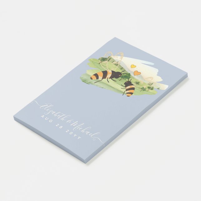 Nature Lovers Countryside Bees Wedding Post-it Notes (Angled)