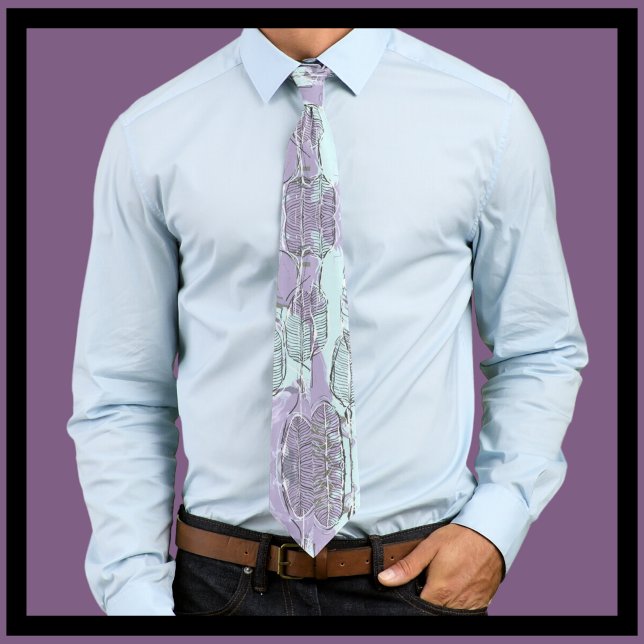 Nature Lovers Lavender and Sage Leaves Neck Tie (Creator Uploaded)
