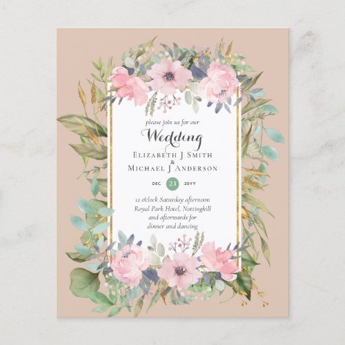 Nature Lovers Wedding Foral Greenery Rustic Boho  Flyer