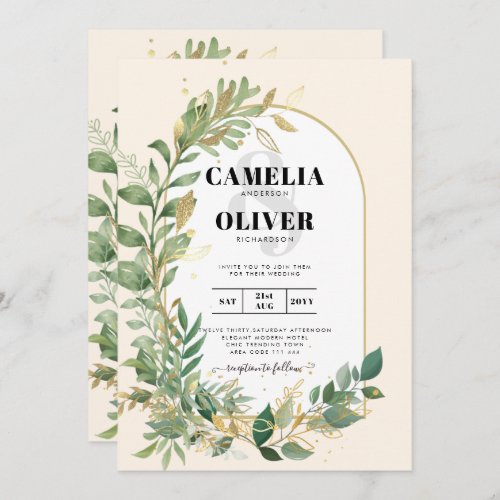 Nature Lovers Wedding Foral Greenery Rustic Boho  Invitation