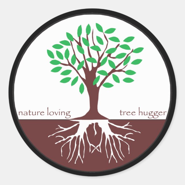 Nature Loving Tree Hugger Classic Round Sticker (Front)