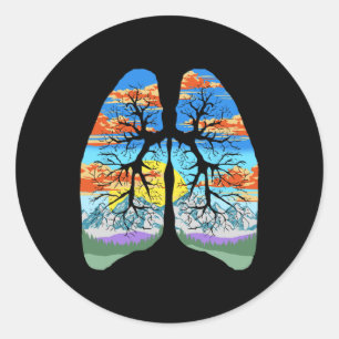 Nature Lungs Outdoor And Earth Day Trees And Mount Classic Round Sticker