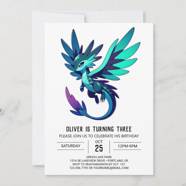 Nature Majestic Dragon Birthday Invitation (Front)
