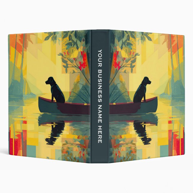 Nature Minimalist Black Labrador Canoe 3 Ring Binder (Background)