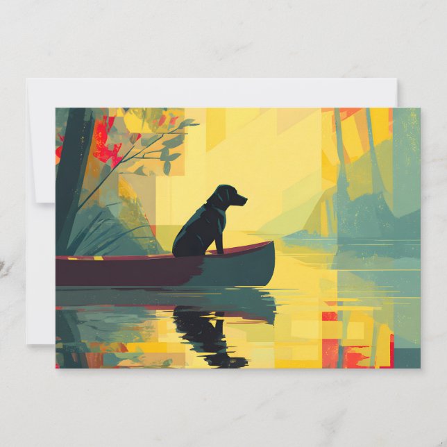Nature Minimalist Black Labrador Canoe Announcement (Front)