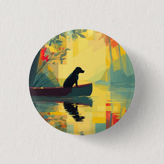 Nature Minimalist Black Labrador Canoe Button (Front)