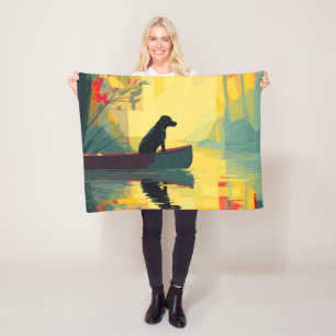 Nature Minimalist Black Labrador Canoe Fleece Blanket