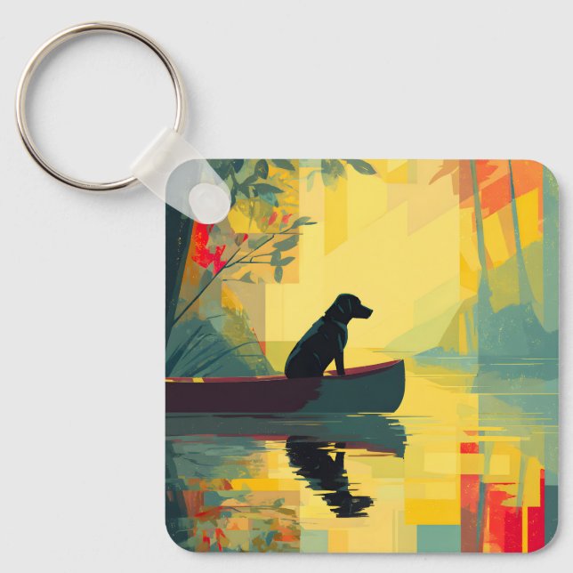 Nature Minimalist Black Labrador Canoe Keychain (Front)