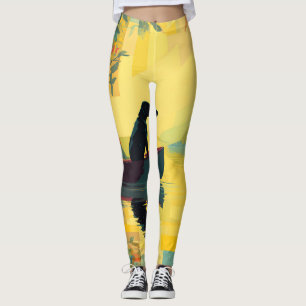 Nature Minimalist Black Labrador Canoe Leggings