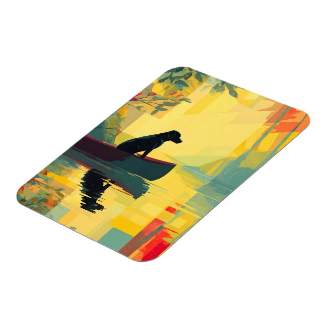 Nature Minimalist Black Labrador Canoe Magnet (Left Side)