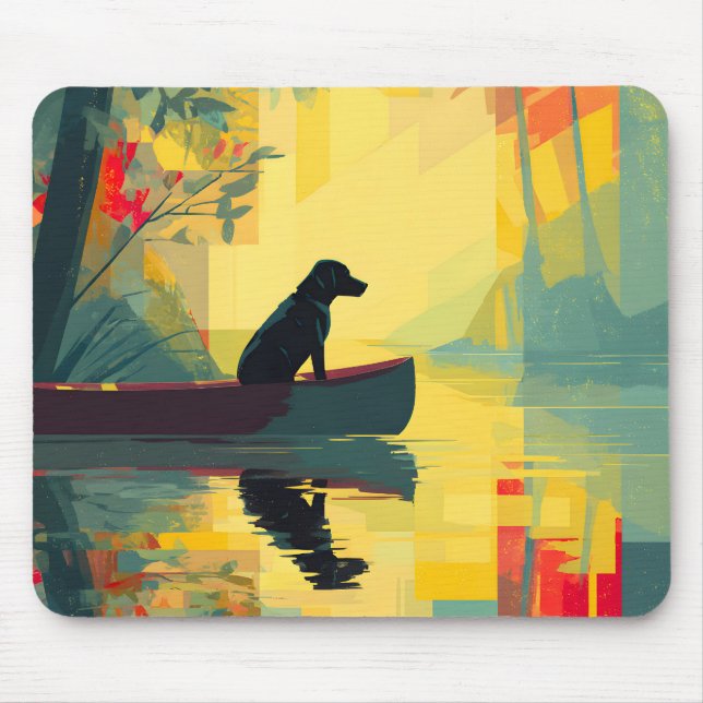 Nature Minimalist Black Labrador Canoe Mouse Pad (Front)