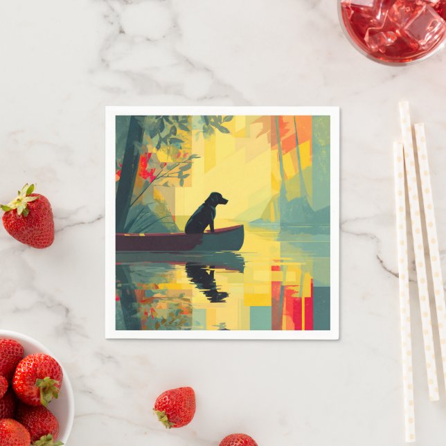 Nature Minimalist Black Labrador Canoe Napkins (Insitu)