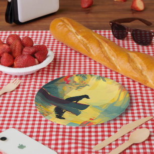 Nature Minimalist Black Labrador Canoe Paper Plates
