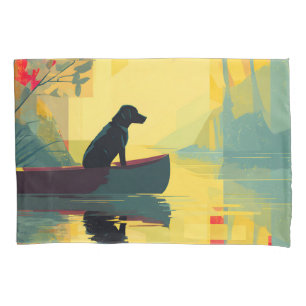 Nature Minimalist Black Labrador Canoe Pillow Case