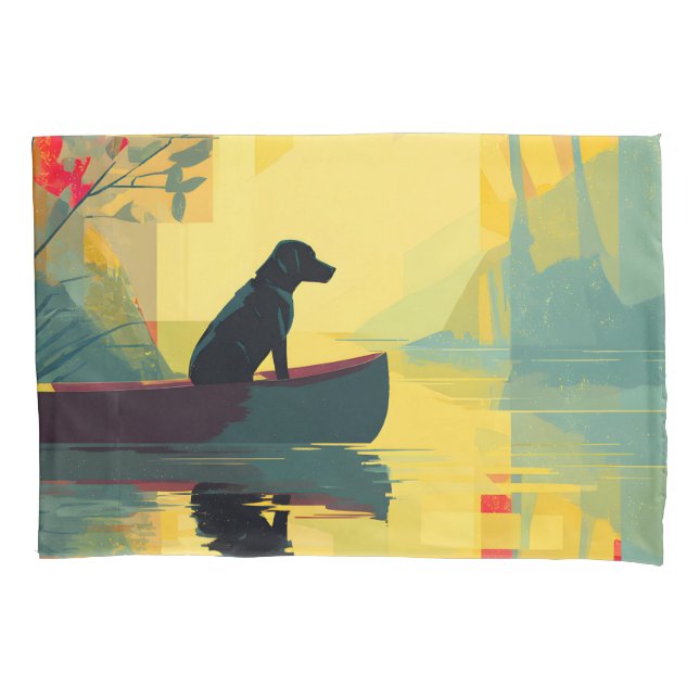 Nature Minimalist Black Labrador Canoe Pillow Case (Front)