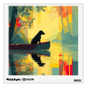 Nature Minimalist Black Labrador Canoe Wall Decal