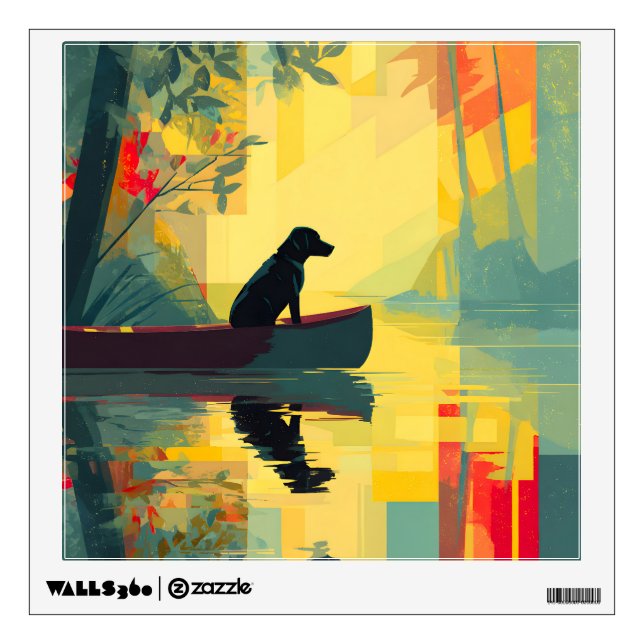 Nature Minimalist Black Labrador Canoe Wall Decal (Front)