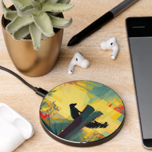 Nature Minimalist Black Labrador Canoe Wireless Charger