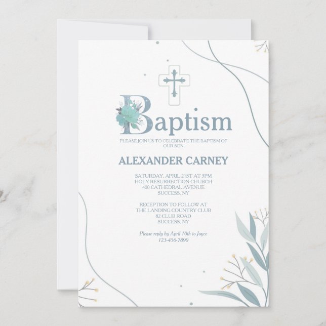 Nature Minimalistic Baptism Invitation (Front)