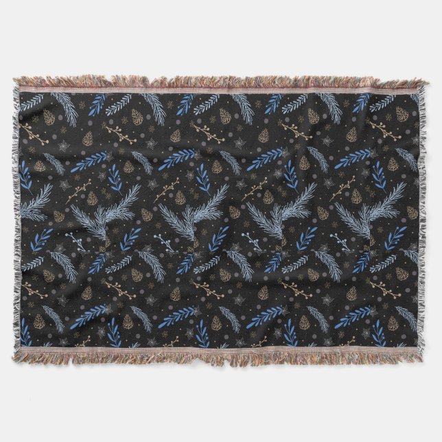Nature Modern Botanical Christmas Holiday Gift  Throw Blanket (Front)