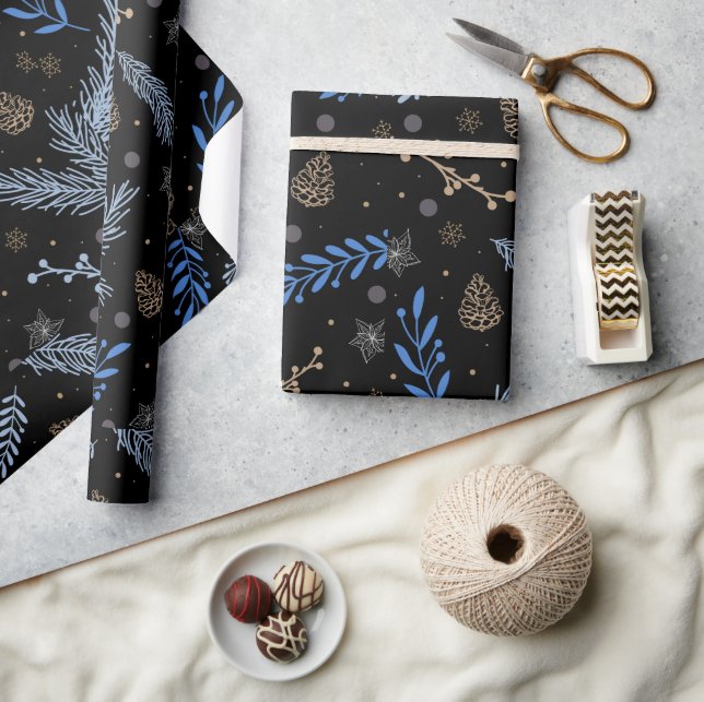 Nature Modern Botanical Christmas Holiday Gift  Wrapping Paper (Crafts)