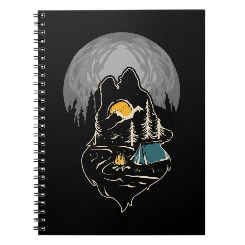 Nature Moon Hiking Camping Howling Wolf Notebook